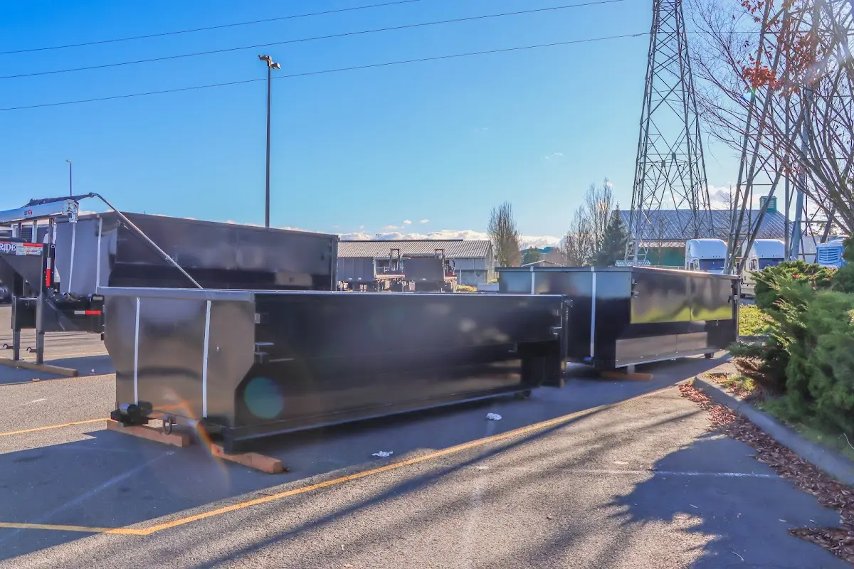 Roll-off dumpster ready for waste disposal at job site for Roll Off Dumpster Rental in Redland